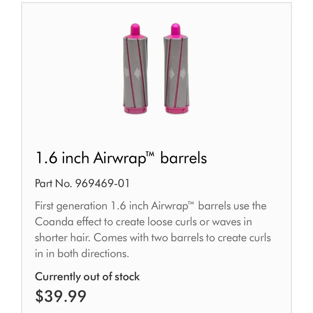 dyson 1.6 inch airwrap barrels part # 969469-01 - Picture 3 of 3